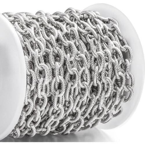 1M/6mm Stainless Steel Textured Cable Chain Oval Twist Chains For Jewelry Making Punk Rock Necklace Bracelet Supplies Wholesale