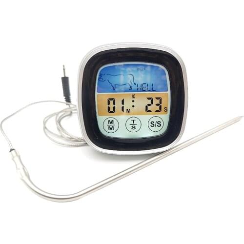 Digital BBQ Meat Thermometer Grill Oven Thermomet With Timer & Stainless Steel Probe Cooking Kitchen Thermometer