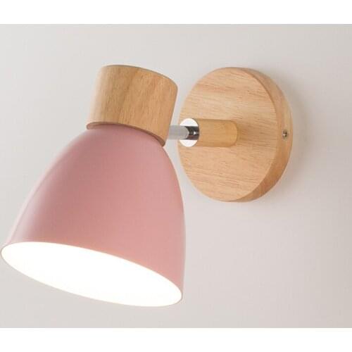 Wooden Wall lights bedside wall Lamp Nordic Wall Sconce for bedroom reading Macaroon bathroom mirror light Home decor Lighting