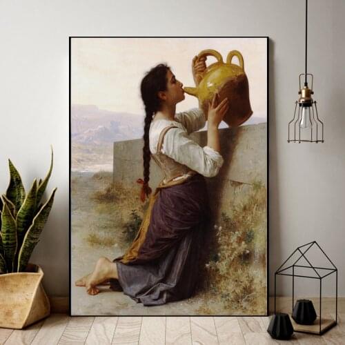 William Adolphe Bouguereau Famous Master Artist “Thirst” Canvas Painting Poster and Print for Living Room Decor Wall Art