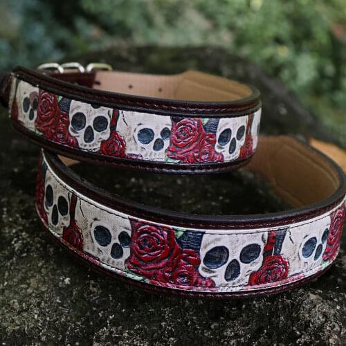 Retro Handmade Leather Skull Dog Accessories Dog Collar Personalized Dog Cat Necklace For Small Medium Large Dogs Pet Supplies