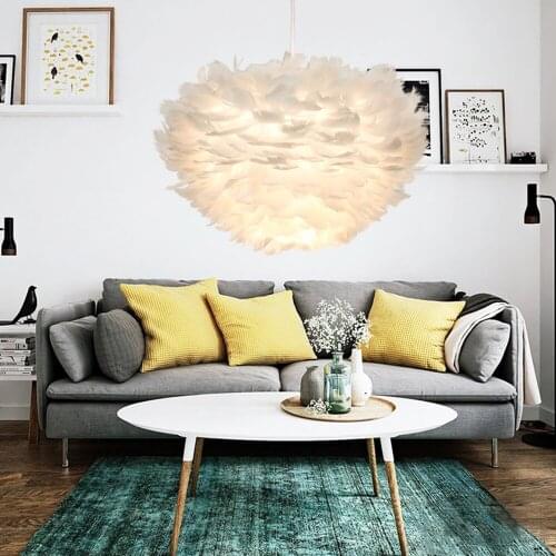 Nordic Style Lamps Simple Modern Living Room Bedroom Childrens lamp Net Red Feather Pendant Lamp For Home Decoration