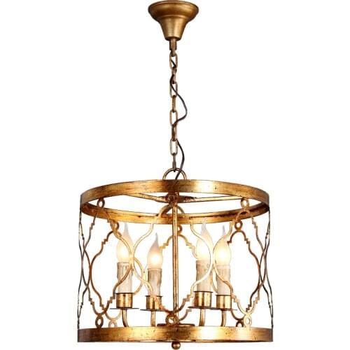 Country style metal chandelier gold cage light kitchen fixture loft dining room elegant chandelier in hallway stairwell corridor