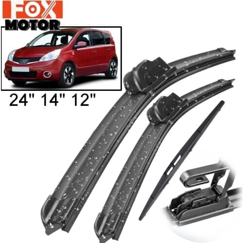 XUKEY For Nissan Note MK1 E11 2013 2012 2011 2010 2009 2008 2007 2006 2005 24"14"12" Front Rear Windshield Wiper Blades Kit