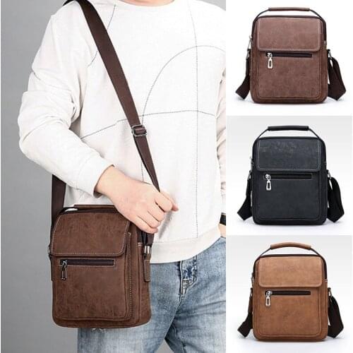 Fashion Male Bag New Men Crossbody Single Shoulder Bag Retro Business Casual Zipper Bag With Long Strap Bandolera Hombre