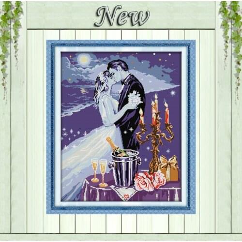 Romantic dating,counted pattern on the canvas DMC 14CT 11CT Cross Stitch Set,embroidery needlework kit,lovers kiss Home Decor