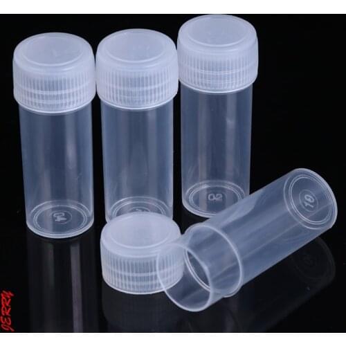 10Pcs 5ml Plastic Test Tubes Vials Sample Container Powder Craft Screw Cap Bottles for Office School Chemistry Supplies