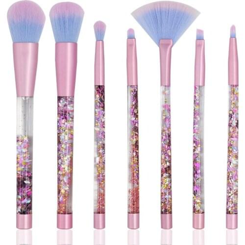 Professional Makeup Brush Liquid Glitter 7 Set Foundation Brow Face Brushes Quicksand Handle Dream Girl Rainbow Beauty Tools