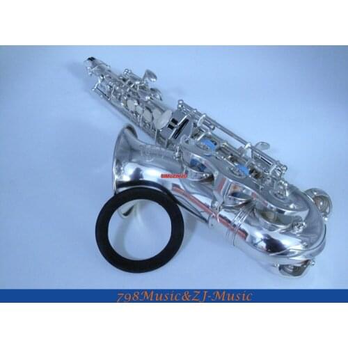 Silver Plated Curved Soprano Saxophone Bb key to High F key FREE LORICO Saxophone Ring Mute