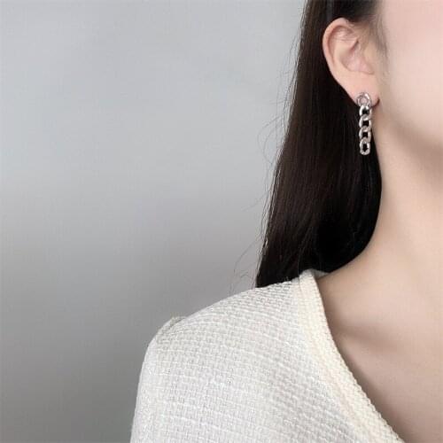 Trendy Metal Chains Drop Earrings for Women Girls Sliver Color Minimalist Earrings Fashion Jewelry Party Asseccoires 2021 New