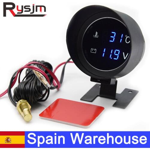 Motorcycle Thermometer Digital Moto Water Temperature Gauge + Voltmeter 2 in 1 Indicator For Car with 10mm Water Temp Sensor