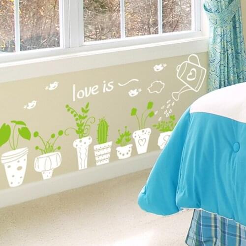 Tropical Rainforest Green Leaves plant Wall Sticker Decor Living Room Restaurant Seaside Plant Swallow Art Wall decals murals