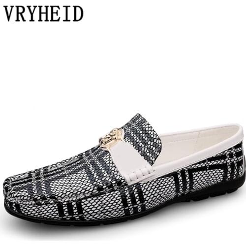 VRYHEID Brand Italian Mens Shoes Casual Slip On Formal Luxury Shoes Men Loafers Moccasins Genuine Leather Non-slip Driving Shoes
