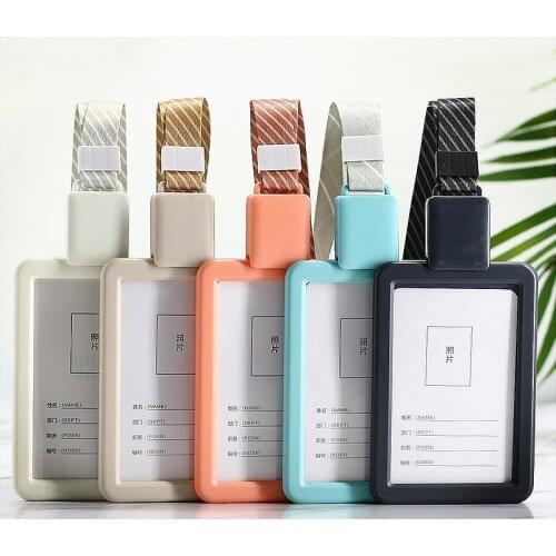 Retractable Card Holder Name Badge Holdestudents Work Bank Credit Card Students Bus Case With Lanyard Plastic Card Holder Badges