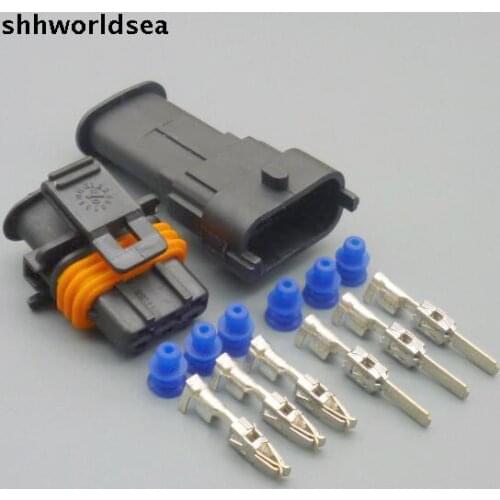 Worldgolden 5/30/100sets 3.5mm 3p male female connector 1928404 073 air flow sensor connector timing sensor with axial pressure