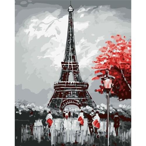 Iron towerParis pedestrian street Landscape Romantic Decor Art Living Room Coloring By Numbers Modular Living Room Decor Art