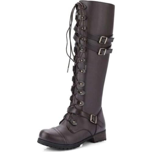 Dropshipping 2021 Women Mid-calf Boots Gothic Platform Punk Winter Martin Black High Heels Sexy Ladies Shoes Plus Size 41 42 43