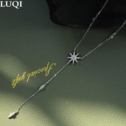 Womens Fashion S925 Silver Plated Platinum Light Luxury Niche Sun Star Temperament Necklaces D1147
