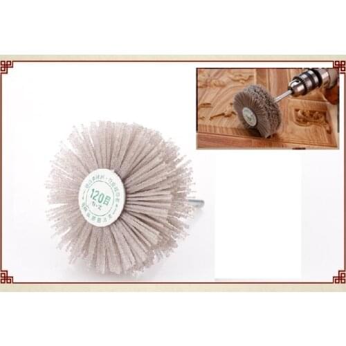 New 1pcs OD80*T35mm Abrasive Wire Grinding Wheel Nylon Flower Brush for Drill Wood Furniture Mahogany Polishing Woodwork