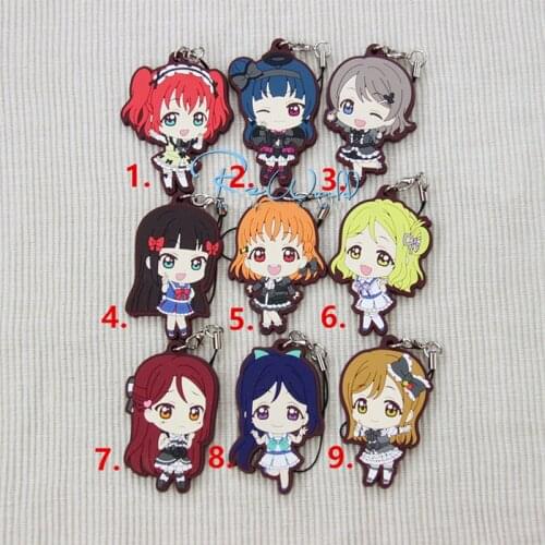 1ocs Anime Keychain LoveLive!SunShine!! Aqours Hanamaru Kanan Yoshiko Riko Chika Dia Watanabe Mari keychain Portachiavi Keyring