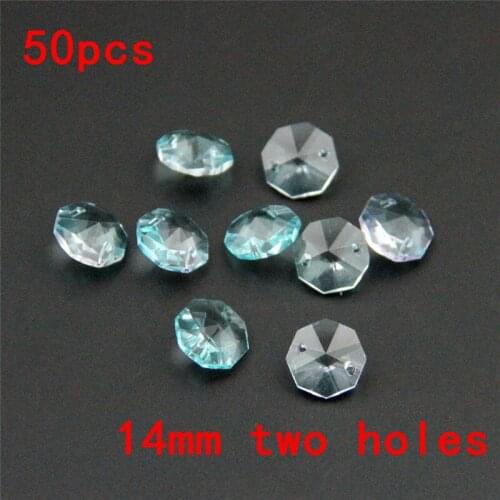 Best Quality 50pcs 14mm Octagon Beads Lt Aquamarine Crystal Chandelier Parts Lamp Pendant Crystals Beads For Chandeliers Lamp