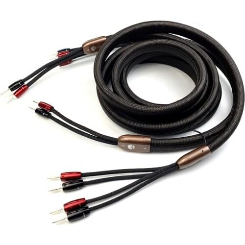 Audiophile OAK Speaker Cable Silver Plated Banana to Spade Plug PSC HiFi Audio Line with 72V DBS