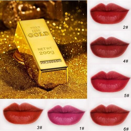 Glitter Lipstick Moisturizing Makeup Velvet Matte Gold Lipstick Waterproof Lipstains Sexy Shiny Red Cosmetics Pigment Nude Rouge