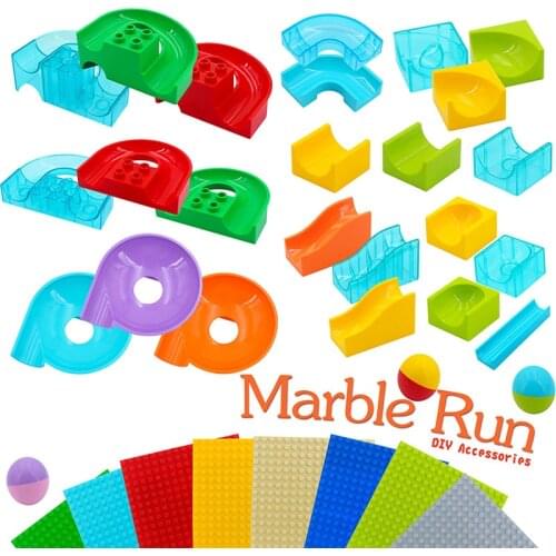 Diy Large Building Blocks Marble Race Run Maze Ball Track Accessories Compatible Toys for Children Xmas gifts