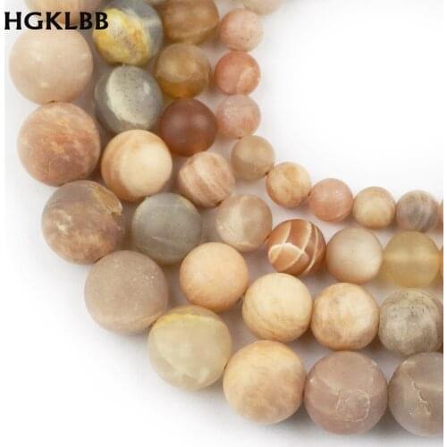HGKLBB Natural Matte Sun Stone Spacer Round Loose Beads For Jewelry making 4/6/8/10/12MM DIY Bracelet necklace Accessories