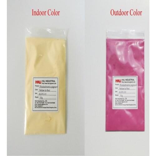 Color to color photochormic pigment,double color changing pigment by sunlight,1lot=10gram HLPC-51 yellow to red,free shipping