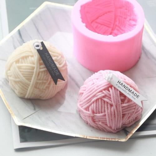 DIY 3D Knitting Wool Ball Silicone Candle Mold Fondant Cake Decorating Tools Handmade Aroma Gypsum Mould Crafts Candle Making