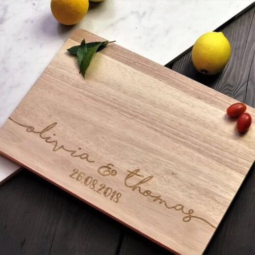 Personalized Wedding Favor Gifts Custom Engraved Name Date Cheese Board Cooking Mat Chopping Board Bamboo Cutting Board
