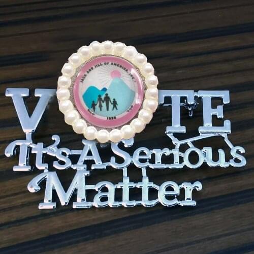Jack &Jill Its A Serious Matter TLOD Vote Pin pearl Brooch Lapel pin Jewelry