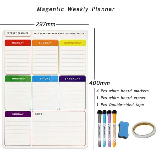 Weekly Monthly Planner Calendar Magnetic Dry Erase Fridge Board Erasable Memo Messages Door Board Stickers 2020 Daily Schedule