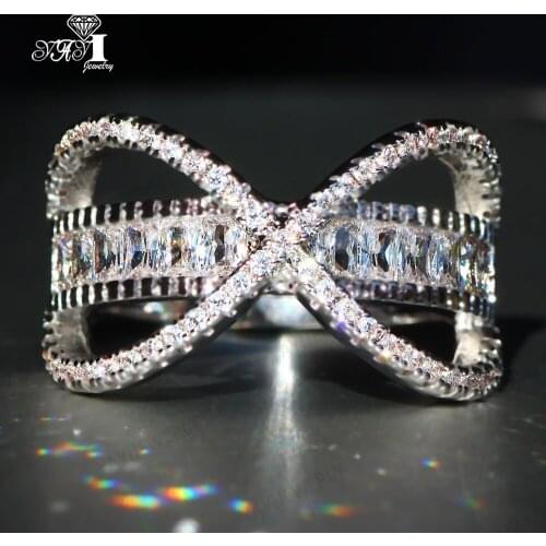 YaYI Fine Jewelry Fashion Princess Claw Set Cut White Cubic Zirconia Silver Color Engagement Wedding Party Leaves Gift Rings