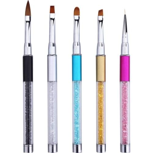 Nail Brush Art Rhinestone Handle Carving Brush Acrylic UV Gel Nails French Lines Liner DIY Design Drawing Pen Manicure Tool