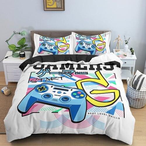 Fashion 3D Printed Game Bedding Set Adults Teens Gamer Duvet Cover with Pillowcase Game Handle Bedclothes Queen King Single Size