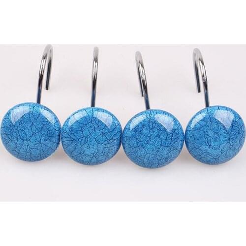 12 pcs Shower Curtain Hook Decorative Resin Crack-shaped Curtain Rings Curtain Hooks for Bathroom Bedroom Baby Room Living Room