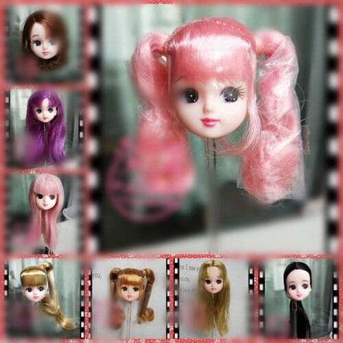 Long Hair Licca Doll Heads Short Long Curve Hair Soft Gold Black Yellow Hair Doll Heads Boy Girl Doll Parts DIY Accessories Toy