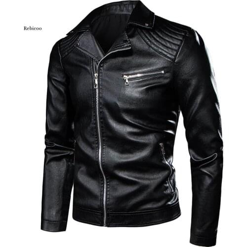7XL Plus Men 2021 Winter Motor Biker Vintage Casual Fleece Leather Jacket Coat Men Autumn Design Rivet Pockets Leather Jackets