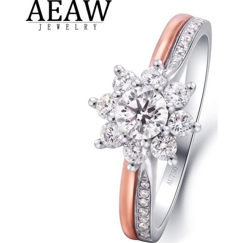 0.336ct Carat Natural Diamond Halo Engagement Ring Set with small Diamond Flower Style Halo Setting 10K White Rose Gold Gift