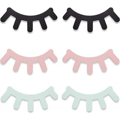 Nordic 1pair 3D Eyelash Wood Wall Stickers Eye Lash Wall Stick Selfadhesive Background Decor Children Kids Baby Room