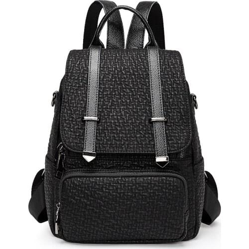 New Arrive 2020 Womens Fashion Backpack High Quality Leather Backpack Black Backpack School Bags For Teenage Girs Travel Bags