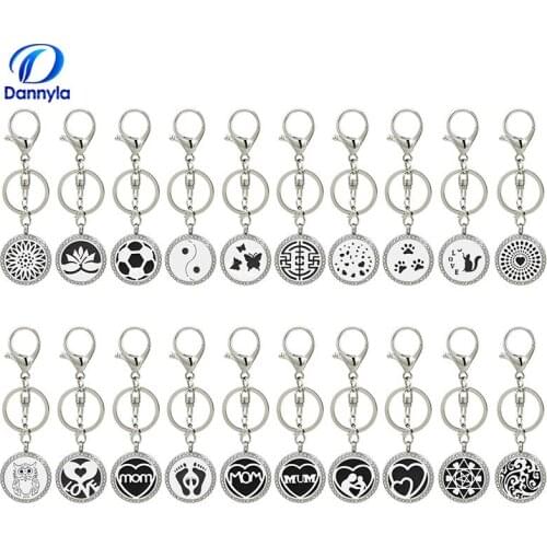 Wholesale And Retail Crystal Stainless Steel Lobster buckle Aromatherapy Keychain Jewelry AB121-140-Y02
