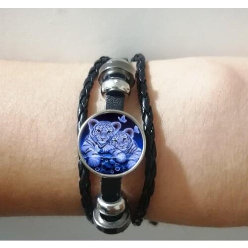 2019 New Fashion Popular White Double Tiger Friendship Rope Leather Woven Bracelet Lucky Bracelet