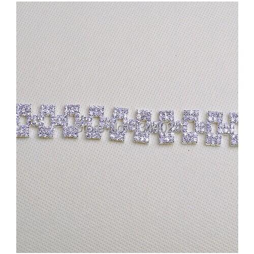 1 Yard Rectangle Rhinestone Trims Glass Applique for Headpiece 1.5CM