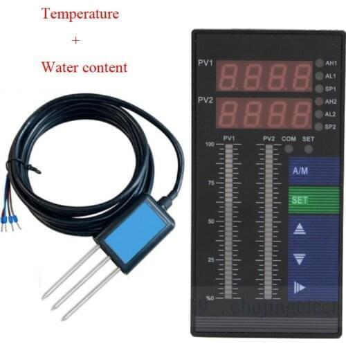 Garden farm earth soil temperature and water content controller temp. and moisture detect measure device with sensor