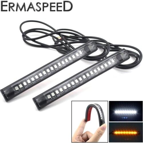 Pair Bendable Motorcycle Side Turn Signals LED Headlight Indicators Light Strips 18SMD Universal for Motorbike Sport Bike Car