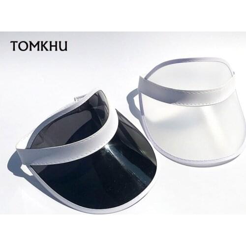 New Summer Women Men Anti-UV Sun Hats Color Empty Top Transparent Plastic PVC Sunscreen Hat Visor Bicycle Sunshade Casual Caps