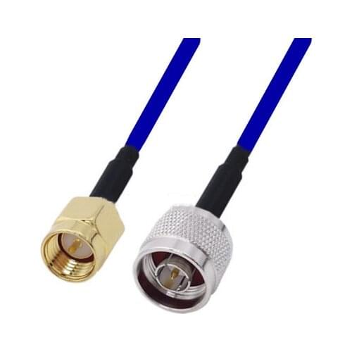 Blue Soft RG142 Double Shielded N Male To SMA Male Connector RF Coaxial WIFI Antenna Coax Low Loss Cable 50ohm